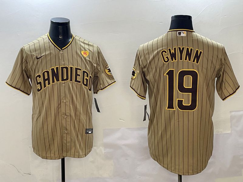 Men San Diego Padres #19 Gwynn Brown Stripe Game 2025 Nike MLB Jersey style 9->san diego padres->MLB Jersey